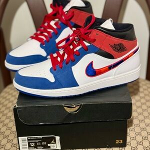 Air Jordan Mid Sneakers - Red, Blue, White